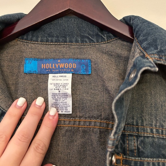 vintage faded gold studded denim jacket hollywood jean co - Picture 10 of 12